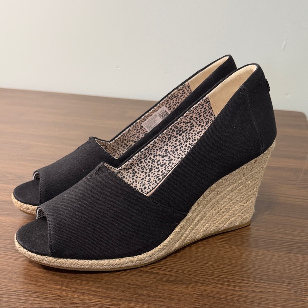Tom’s Women's Michelle Peep-Toe Espadrille Wedges sz 12 NWOT